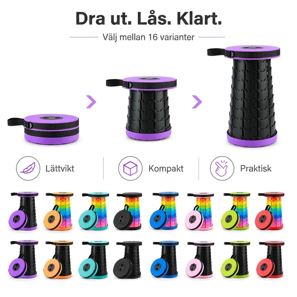 FlexiStool™ Justerbar Teleskopisk Pall med Antislip Yta