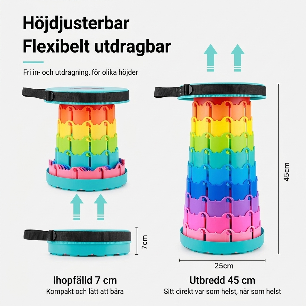 FlexiStool™ Justerbar Teleskopisk Pall med Antislip Yta